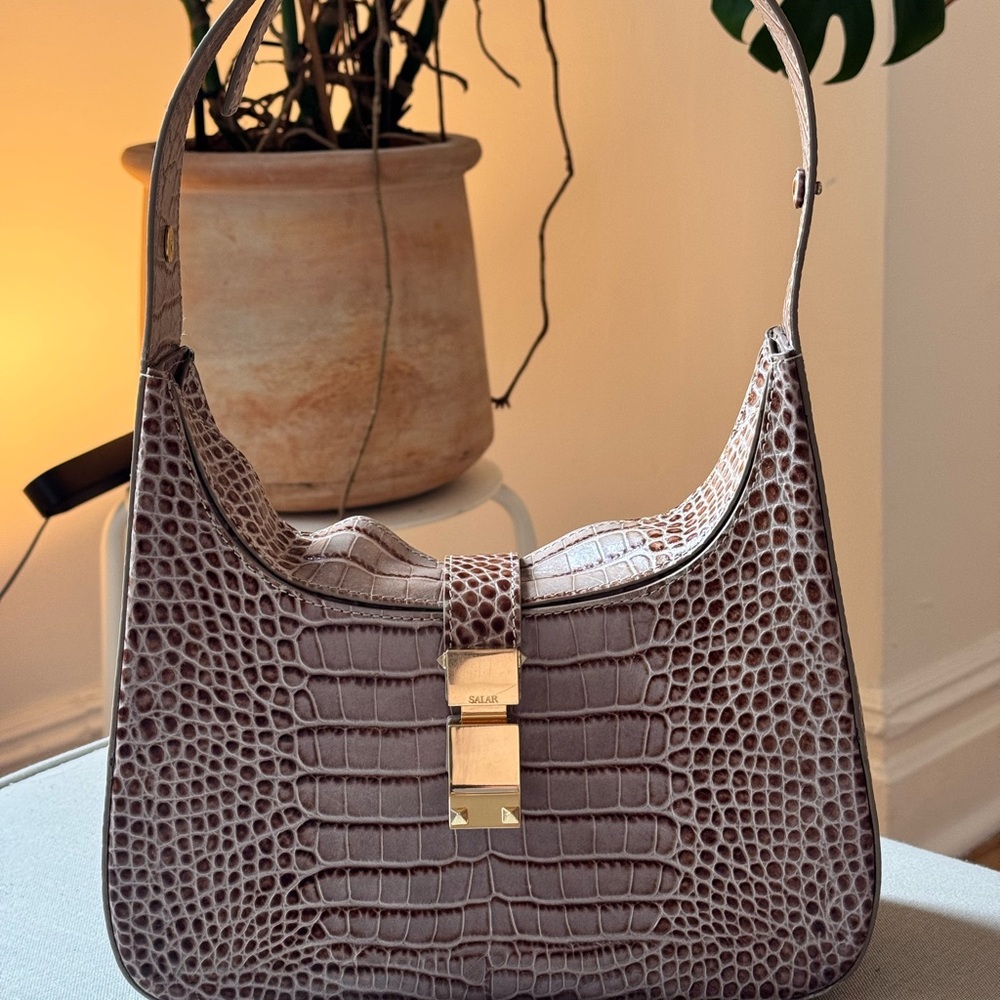 Salar Milano - Elegant Brown Croc-Embossed Shoulder Bag